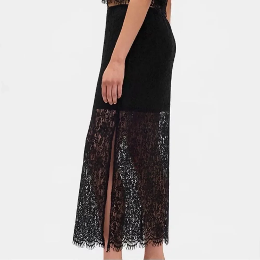 Gap Black Lace Midi Midi Skirt(Size XXS)